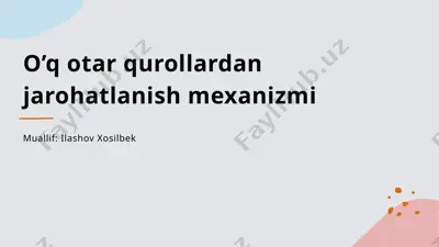 o'q otar qurollardan jarohatlanish mexanizmi — PPTX