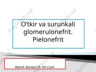 o'tkir va surunkali glomerulonefrit. pielonefrit — PPTX