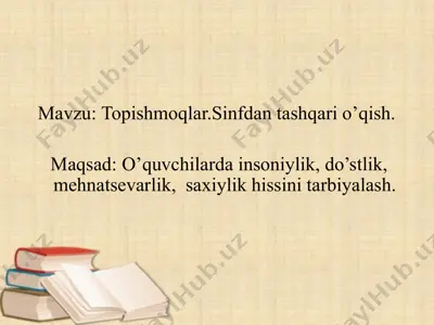 topishmoqlar.sinfdan tashqari o’qish — PPTX