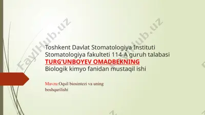 oqsil biosintezi va uning boshqarilishi — PPTX