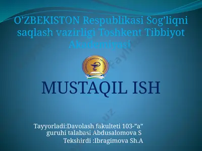 o’zbekiston respublikasi sog’liqni saqlash vazirligi toshkent tibbiyot akademiyasi — PPTX