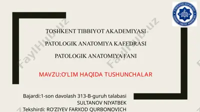 o’lim haqida ma'lumotlar — PPTX