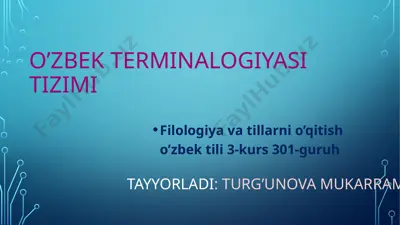 o‘zbek terminalogiyasi tizimi — PPTX