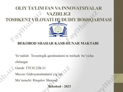 gidroyurutmalarni yig’ish — PPTX