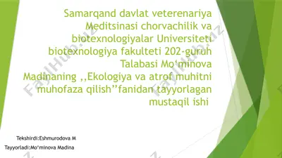 ekologik jamiyatlar va ularning turlari — PPTX