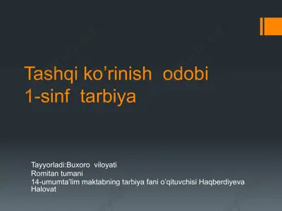 1-sinf tarbiya tashqi ko’rinish odobi — PPTX