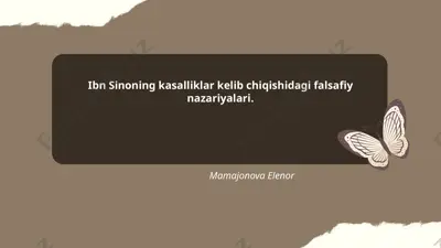 ibn sinoning kasalliklar kelib chiqishidagi falsafiy nazariyalari — PPTX