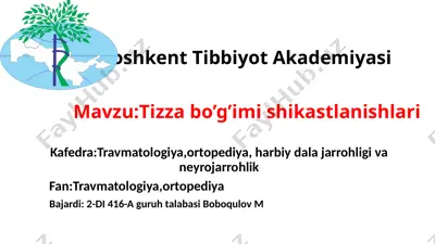 tizza bo’g’imi shikastlanishlari haqida ma'lumotlar — PPTX