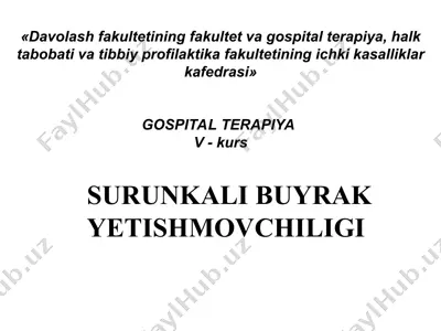 surunkali buyrak yetishmovchiligi — PPT