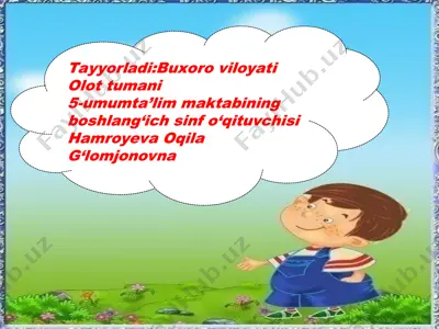 olot tumani 5-umumta’lim maktabining boshlang‘ich sinf o‘qituvchisi hamroyeva oqila g‘lomjonovna — PPT
