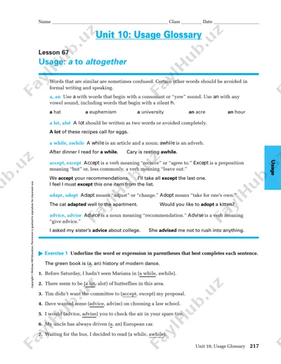 unit 10: usage glossary — PDF