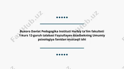 psixologiya fanidan mustaqil ish — PDF