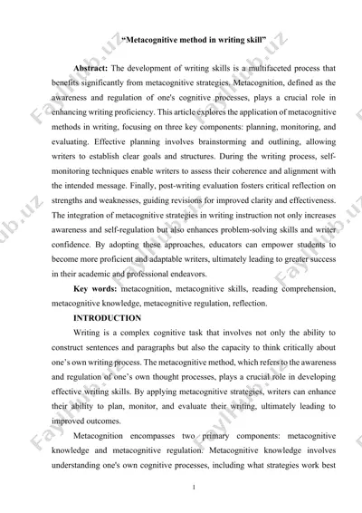 metacognitive method in writing skill — DOCX