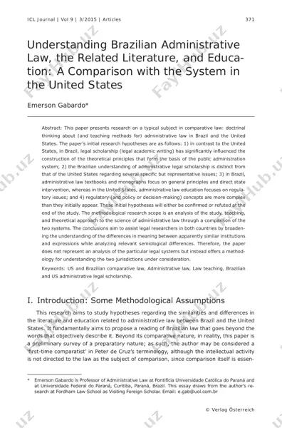 understanding brazilian administrative law, the related literature, and education: a comparison with the system in the united states — PDF