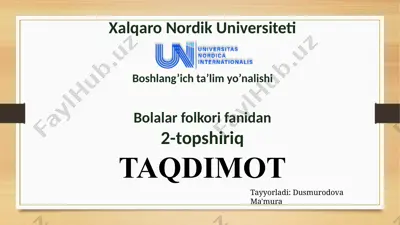 o'zbek xalq rivoyatlari — PPTX