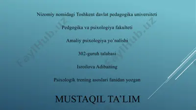 psixologik trening asoslari — PPTX