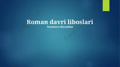 roman davri liboslari — PPTX