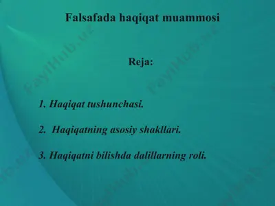 falsafada haqiqat muammosi — PPT