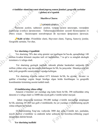 yer sharining oʻrganilishi — DOCX