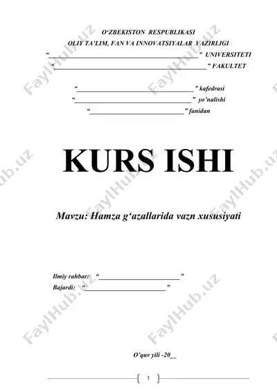 hamza g‘azallarida vazn xususiyati — DOCX