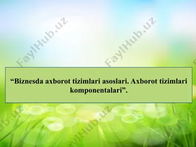 biznesda axborot tizimlari asoslari. axborot tizimlari komponentalari — PPTX