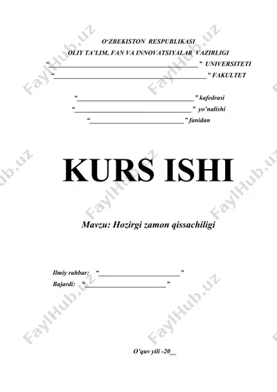 hozirgi zamon qissachiligi — DOCX