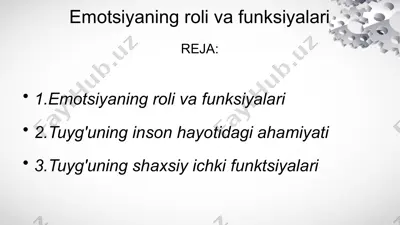 emotsiyaning roli va funksiyalari — PPTX