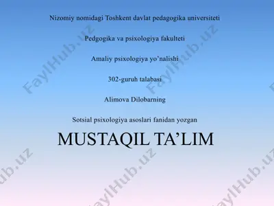 sotsial psixologiyada shaxs muammosi — PPTX