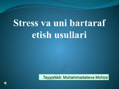 stress va uni bartaraf etish usullari — PPTX