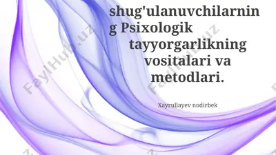 psixologik tayyorgarlikning vositalari va metodlari — PPTX