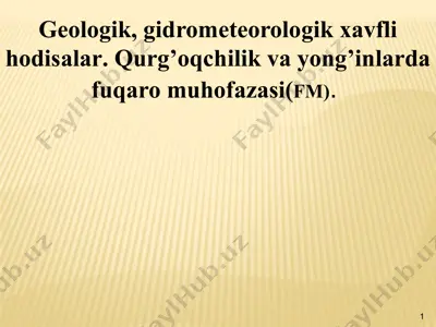geologik, gidrometeorologik xavfli hodisalar. qurg’oqchilik va yong'inlarda fuqaro muhofazasi (fm) — PPTX