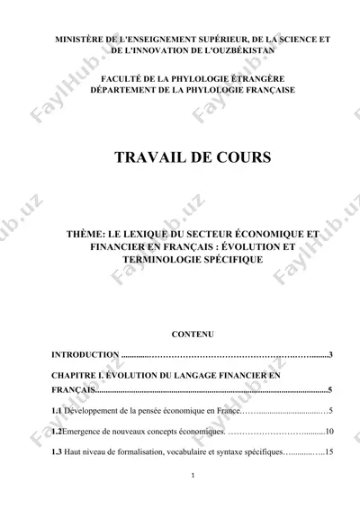 le lexique du secteur économique et financier en français : évolution et terminologie spécifique — DOCX