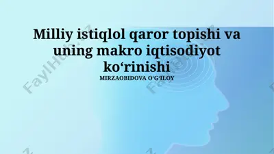 milliy istiqlol qaror topishi va uning makro iqtisodiyot koʻrinishi — PPTX