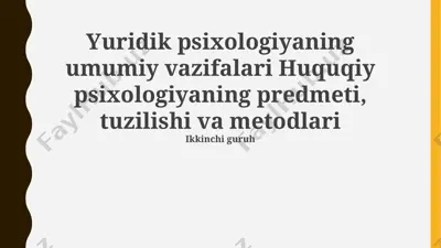 yuridik psixologiya — PPTX