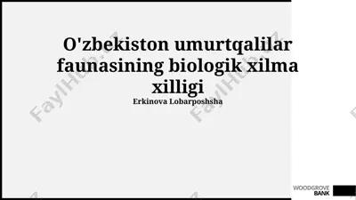 o'zbekiston umurtqalilar faunasining biologik xilma xilligi — PPTX
