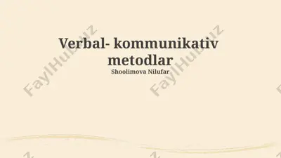 verbal-kommunikativ metodlar — PPTX