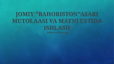 "bahoriston"asari mutolaasi va matni ustida ishlash — PPTX