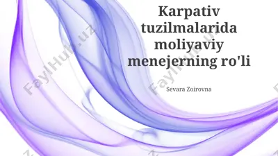 karpativ tuzilmalarida moliyaviy menejerning ro'li — PPTX