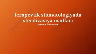 sterilizatsiya usullari — PPTX