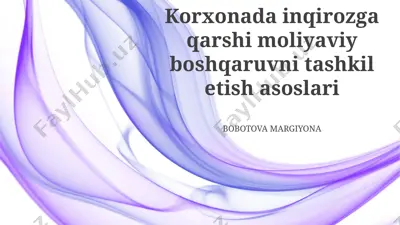 korxonada inqirozga qarshi moliyaviy boshqaruvni tashkil etish asoslari — PPTX