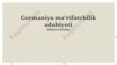 germaniya ma'rifatchilik adabiyoti — PPTX