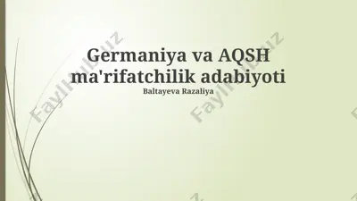 germaniya va aqsh ma'rifatchilik adabiyoti — PPTX