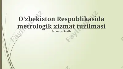 o'zbekiston respublikasida metrologik xizmat tuzilmasi — PPTX