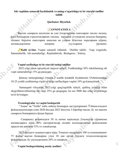 vaqt boshqarish strategiyalari — DOCX