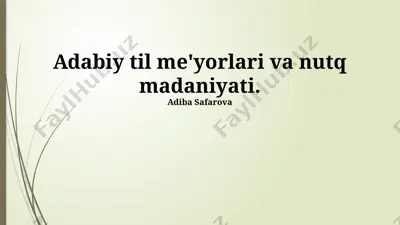 adabiy til me'yorlari va nutq madaniyati — PPTX