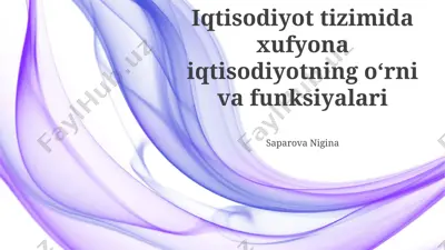 xufyona iqtisodiyotning o‘rni va funksiyalari — PPTX