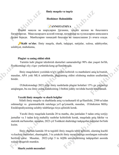 ilmiy maqola va taqriz — DOCX