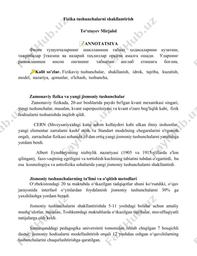 fizika tushunchalarni shakllantirish — DOCX