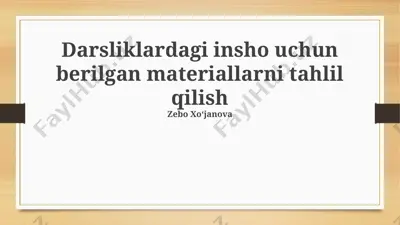 darsliklardagi insho uchun berilgan materiallarni tahlil qilish — PPTX