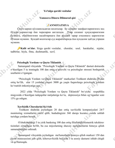 psixologik yordam va qayta tiklanish — DOCX